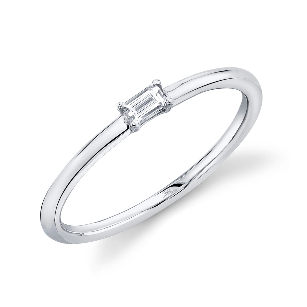0.07Ct 14K W/G Diamond Baguette Ring
