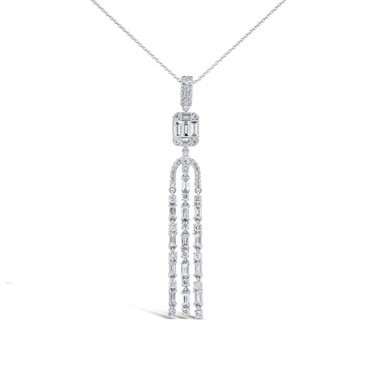 0.90Ct 14K W/G Diamond Baguette Necklace
