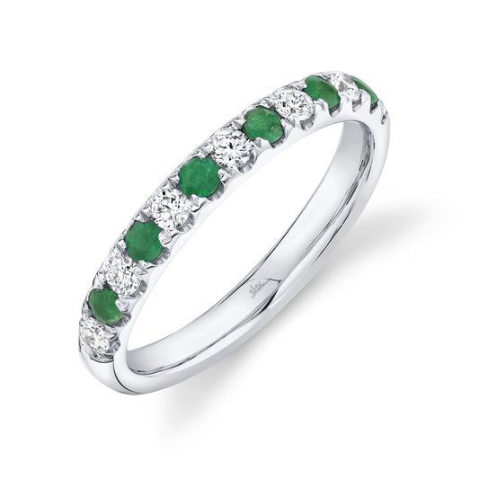 0.30Ct Diamond & 0.30Ct Emerald 14K W/G Lady's Band