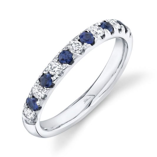0.30Ct Diamond & 0.30Ct Blue Sapphire 14K W/G Lady's Band
