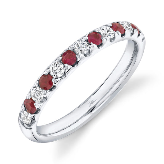 0.30Ct Diamond & 0.30Ct Ruby 14K W/G Lady's Band