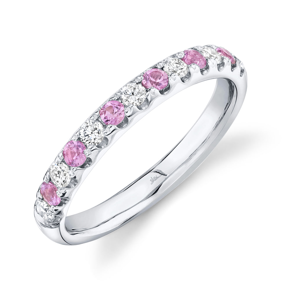 0.30Ct Diamond & 0.30Ct Pink Sapphire 14K W/G Lady's Band