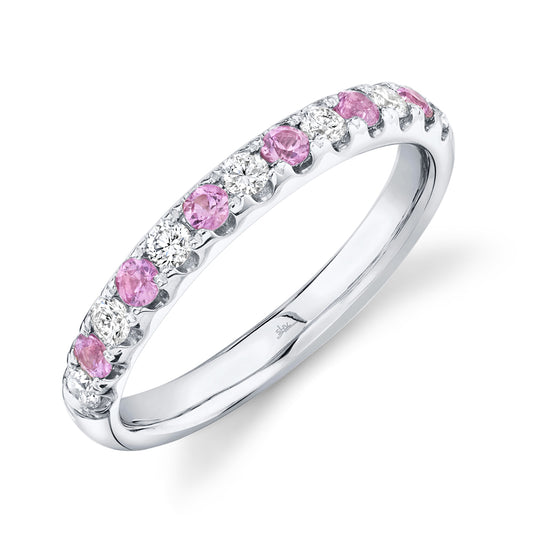 0.30Ct Diamond & 0.30Ct Pink Sapphire 14K W/G Lady's Band