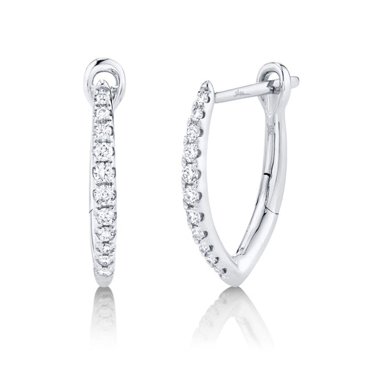 0.15Ct 14K W/G Diamond Hoop Earring