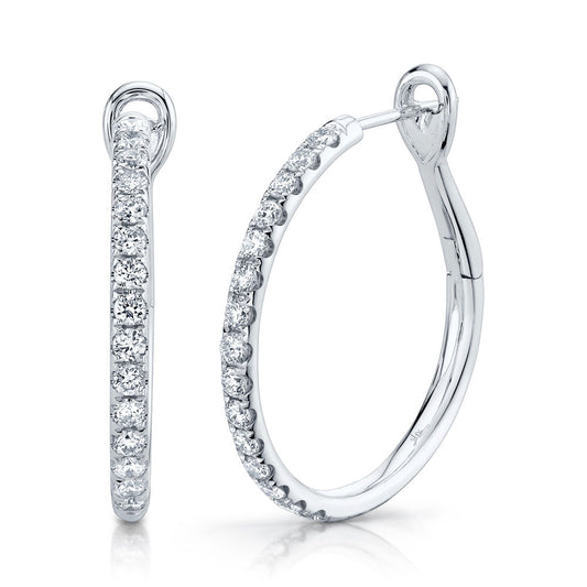 0.74Ct 14K W/G Diamond Hoop Earring