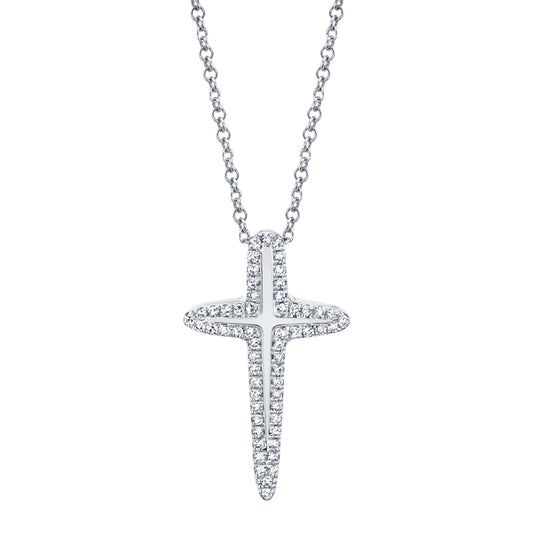 0.13Ct 14K W/G Diamond Cross Necklace