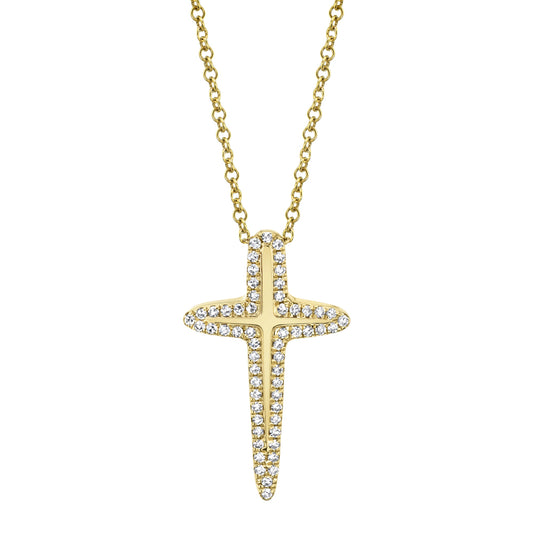 0.13Ct 14K Y/G Diamond Cross Necklace