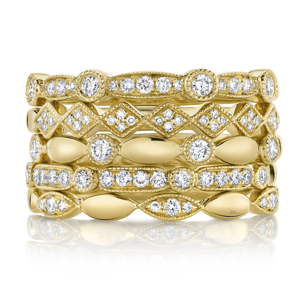 0.50Ct 14K Y/G Diamond Lady's Ring 5-Pc