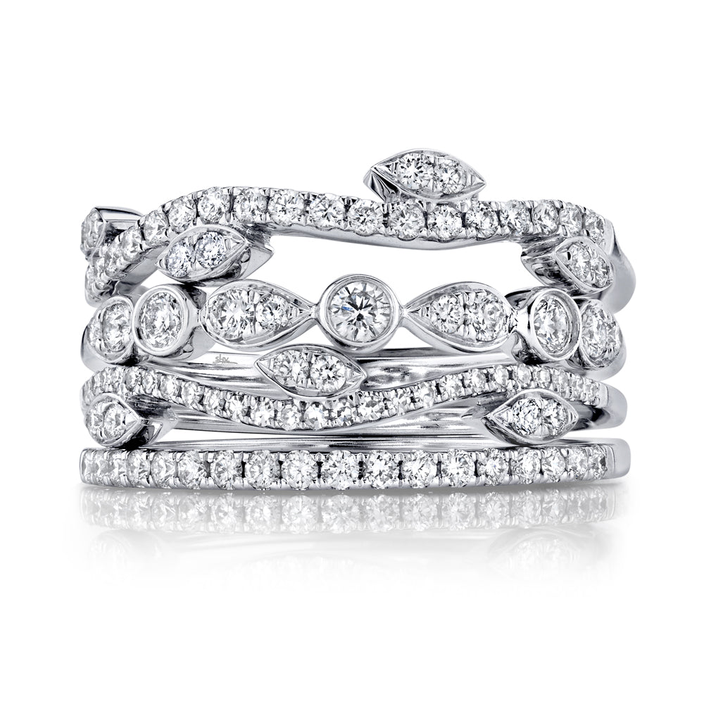 0.78Ct 14K W/G Diamond Lady's Ring 4-Pc
