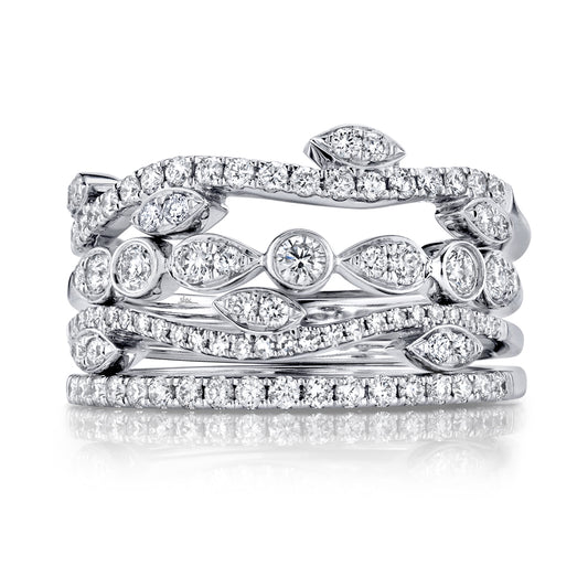 0.78Ct 14K W/G Diamond Lady's Ring 4-Pc