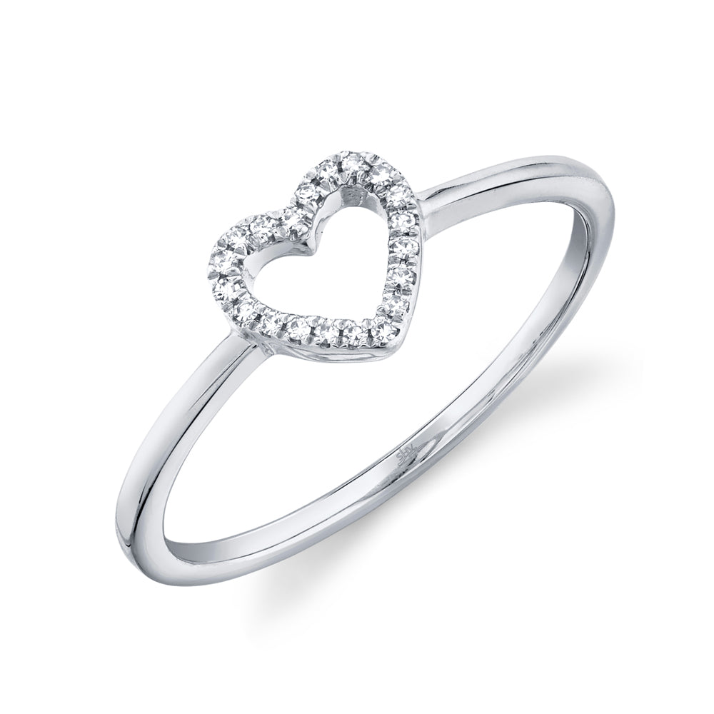 0.04Ct 14K W/G Diamond Heart Ring
