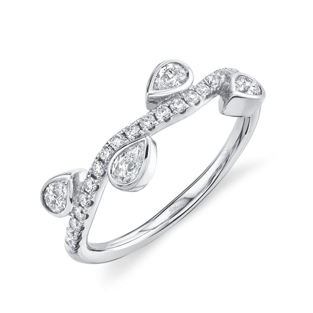 0.56Ct 14K W/G Diamond Pear Bezel Ring
