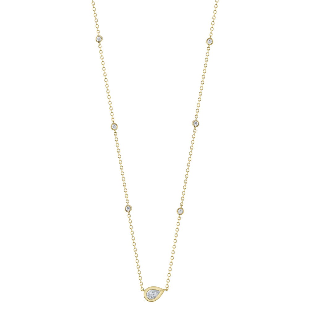 0.34Ct 14K Y/G Diamond Pear Necklace