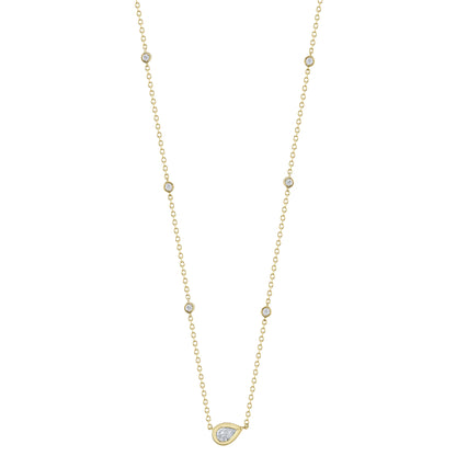 0.34Ct 14K Y/G Diamond Pear Necklace