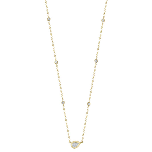0.34Ct 14K Y/G Diamond Pear Necklace