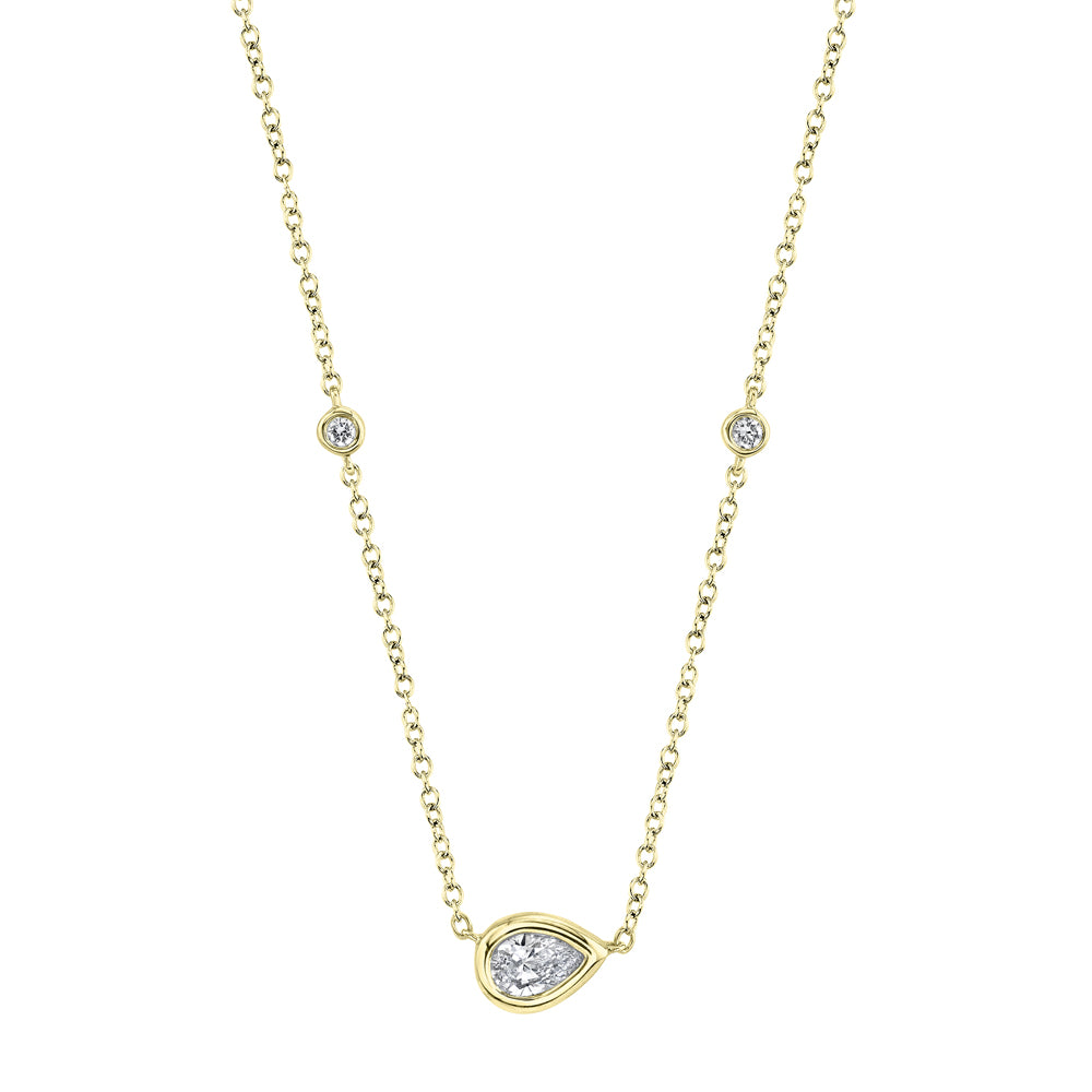 0.34Ct 14K Y/G Diamond Pear Necklace