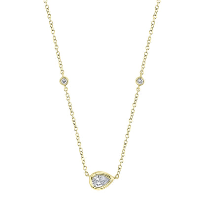 0.34Ct 14K Y/G Diamond Pear Necklace
