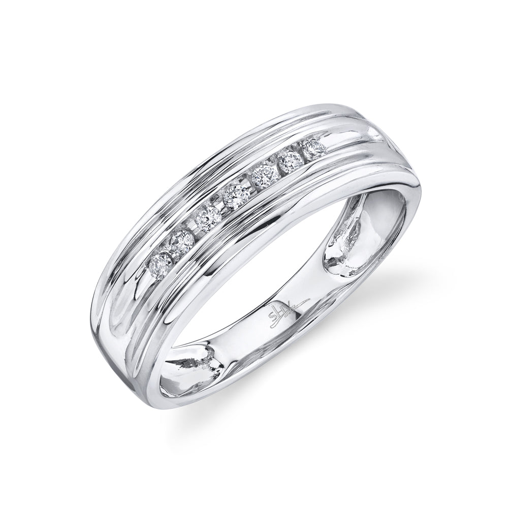 0.14Ct 14K W/G Diamond Men's Band