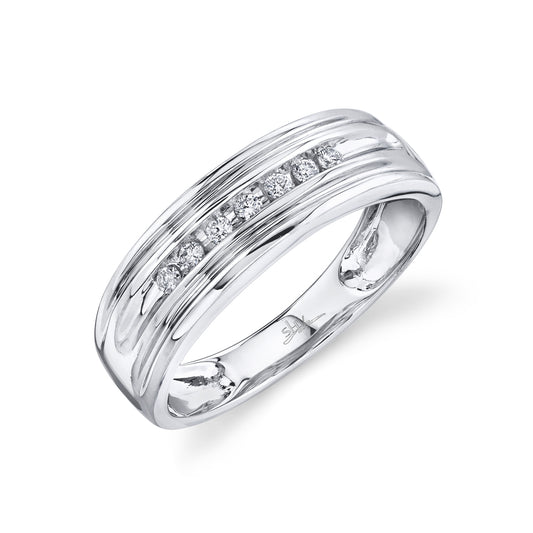 0.14Ct 14K W/G Diamond Men's Band