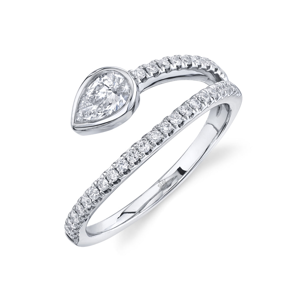 0.51Ct 14K W/G Diamond Pear Bezel Ring