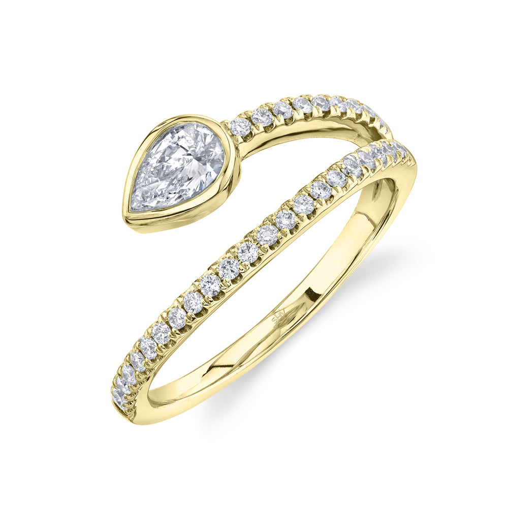 0.51Ct 14K Y/G Diamond Pear Bezel Ring