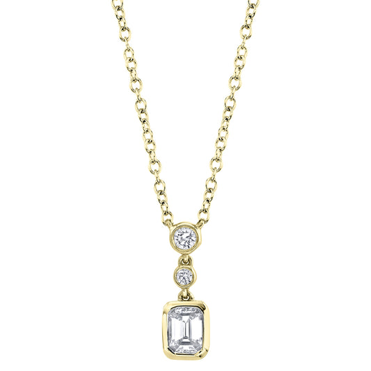 0.23Ct 14K Y/G Diamond Emerald Bezel Necklace