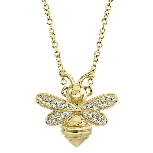 0.08Ct 14K Y/G Diamond Bee Necklace