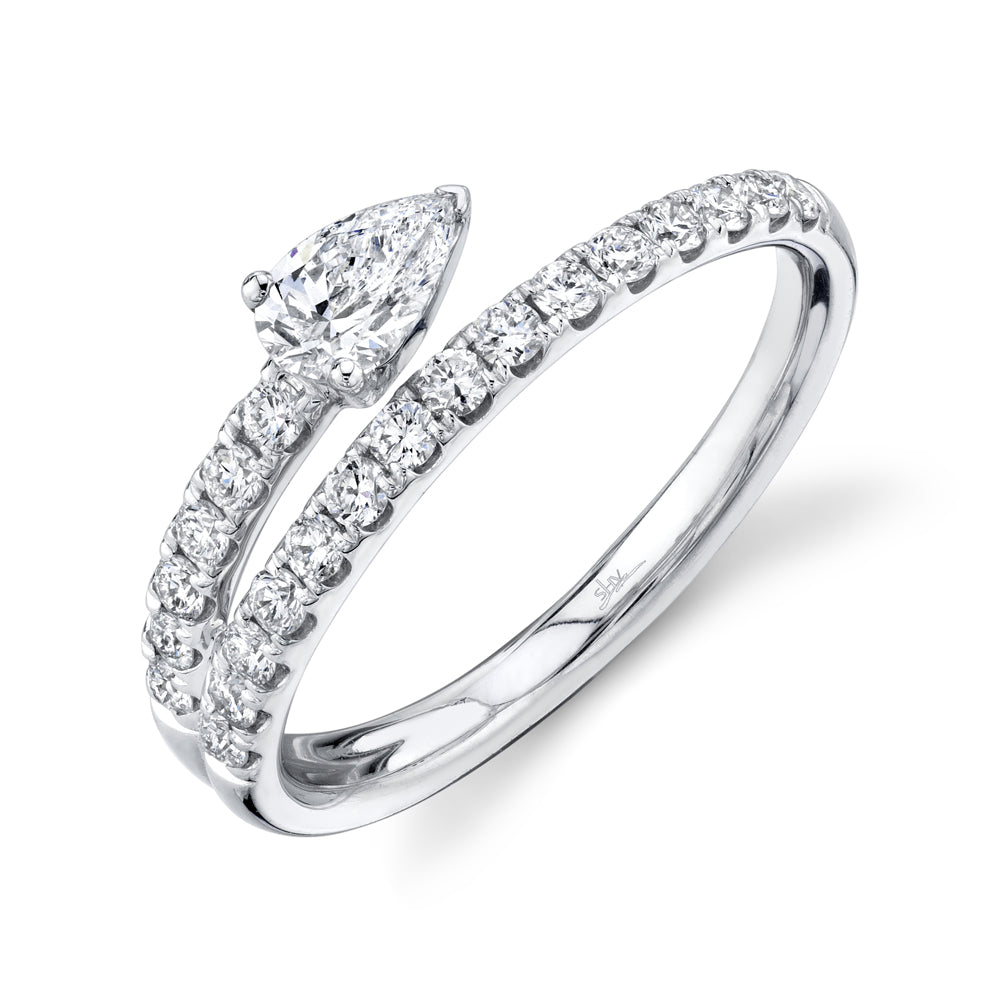 0.72Ct 14K W/G Diamond Pear Ring