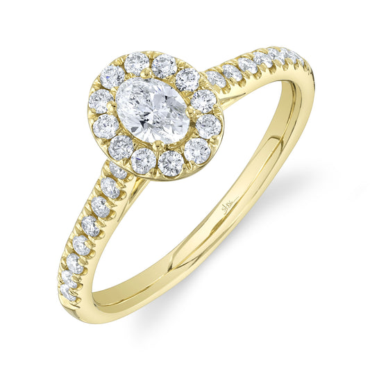 0.30Ct-Ctr(Oval) 0.32Ct-Side 14K Y/G Diamond Engagement Ring