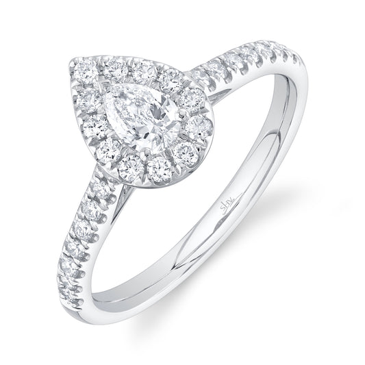 0.30Ct-Ctr(Pear) 0.32Ct-Side 14K W/G Diamond Engagement Ring