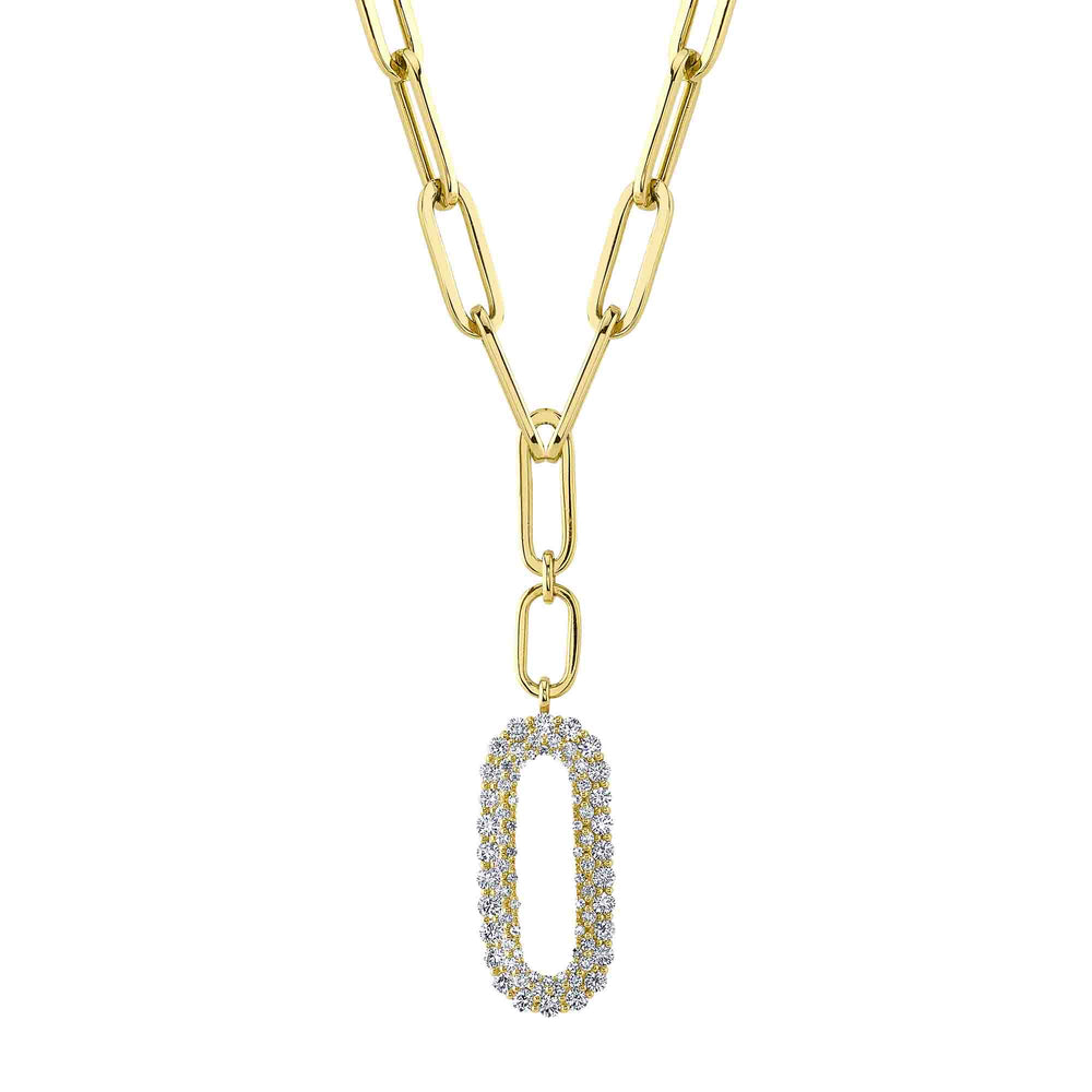0.92Ct 14K Y/G Diamond Paper Clip Link Necklace