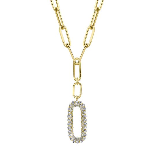 0.92Ct 14K Y/G Diamond Paper Clip Link Necklace