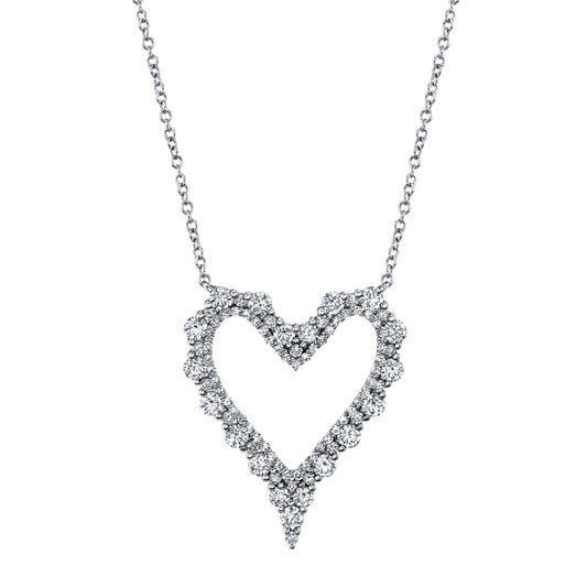 0.94Ct 14K W/G Diamond Heart Necklace