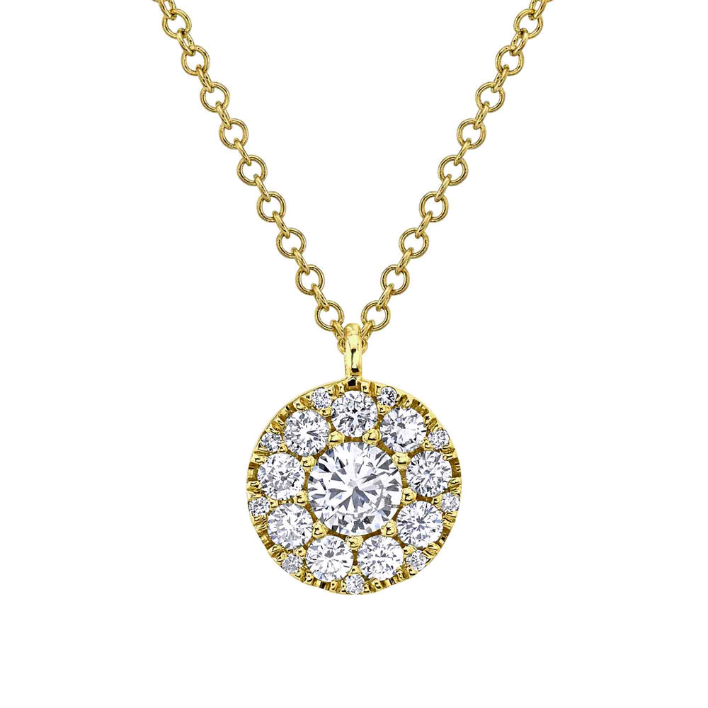 0.22Ct-Ctr(Round) 0.28Ct-Side 14K Y/G Diamond Cluster Necklace