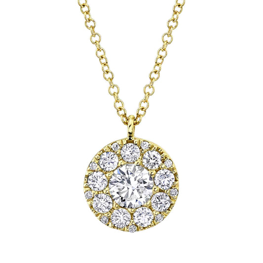 0.40Ct-Ctr(Round) 0.35Ct-Side 14K Y/G Diamond Cluster Necklace