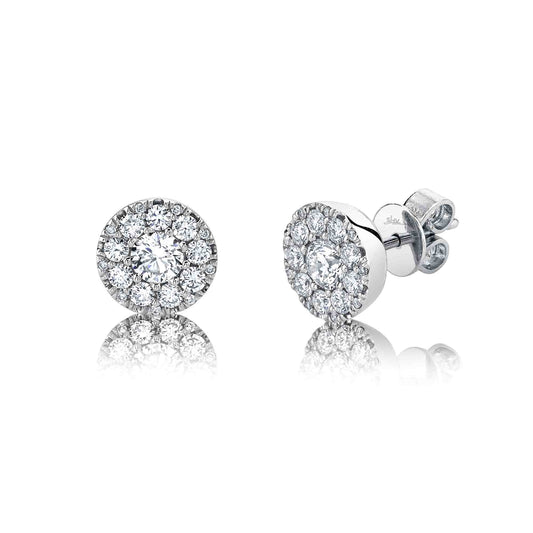 0.24Ct-Ctr(Round) 0.26Ct-Side 14K W/G Diamond Cluster Stud Earring