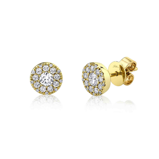 0.24Ct-Ctr(Round) 0.26Ct-Side 14K Y/G Diamond Cluster Stud Earring