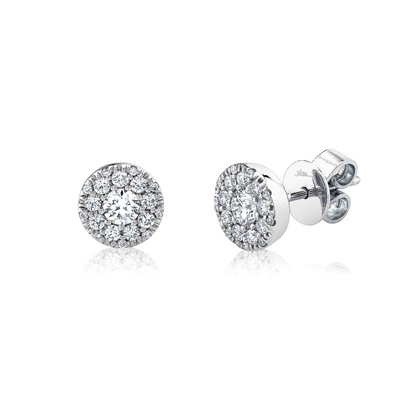 0.47Ct-Ctr(Round) 0.53Ct-Side 14K W/G Diamond Cluster Stud Earring