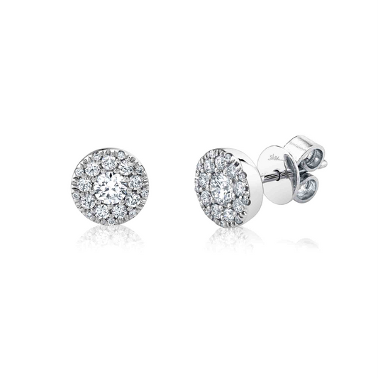 0.47Ct-Ctr(Round) 0.53Ct-Side 14K W/G Diamond Cluster Stud Earring