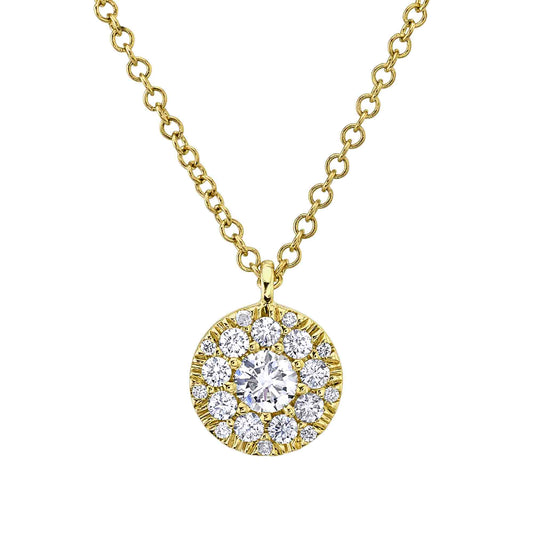 0.10Ct-Ctr(Round) 0.13Ct-Side 14K Y/G Diamond Cluster Necklace