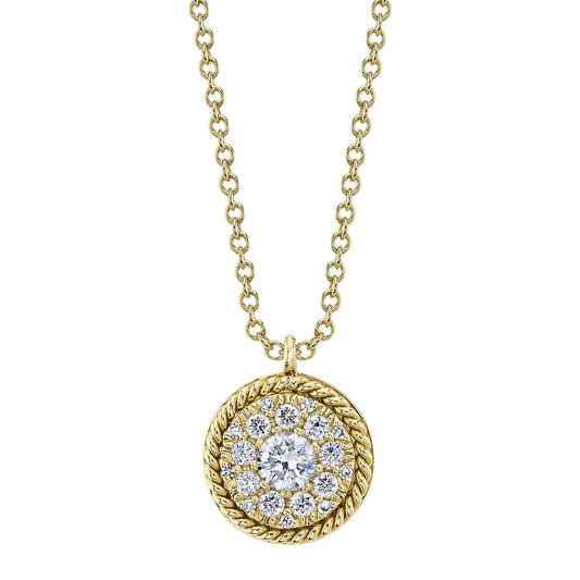 0.25Ct 14K Y/G Diamond Cluster Necklace