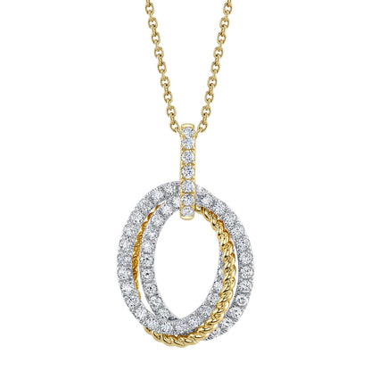 1.00Ct 14K2T Y/W Diamond Oval Necklace