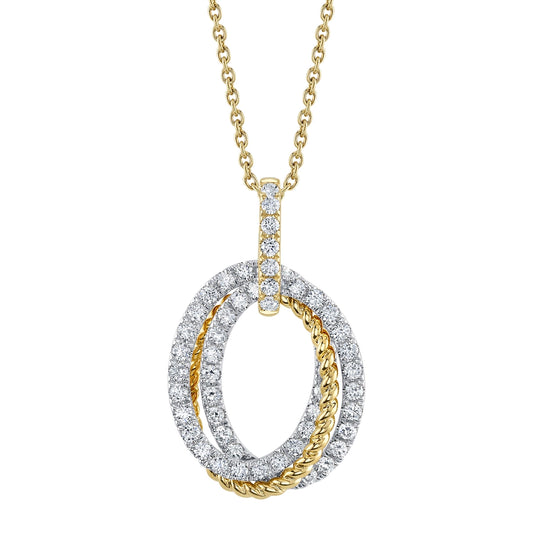 1.00Ct 14K2T Y/W Diamond Oval Necklace