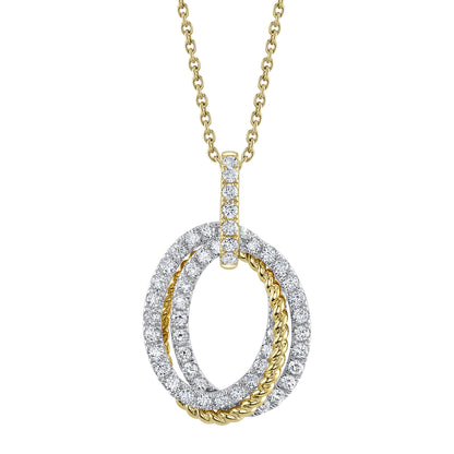 1.00Ct 14K2T Y/W Diamond Oval Necklace