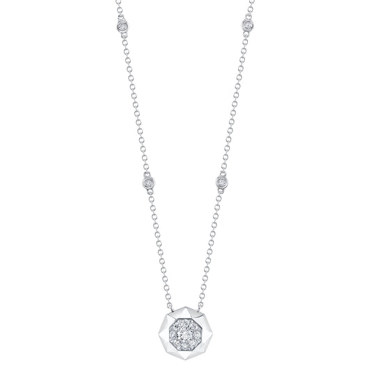 0.34Ct 14K W/G Diamond Octagon Necklace