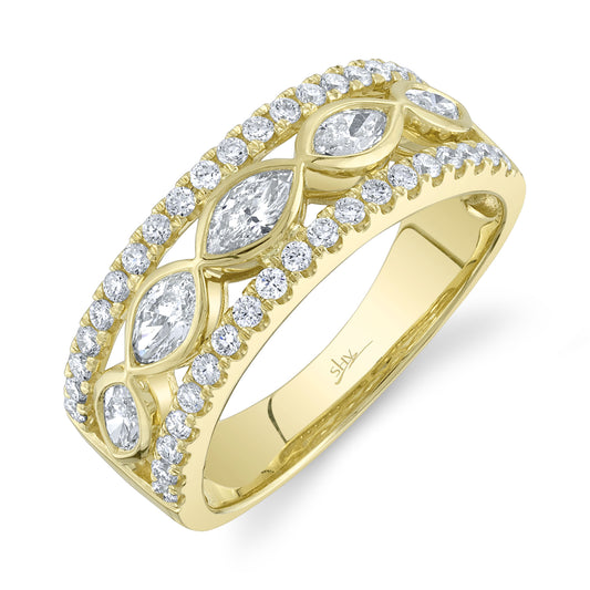 1.02Ct 14K Y/G Diamond Marquise Bezel Ladys Band