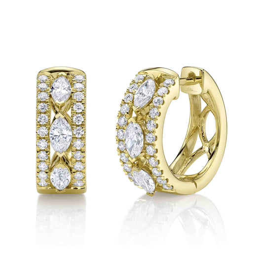 1.01Ct 14K Y/G Diamond Marquise Huggie Earring