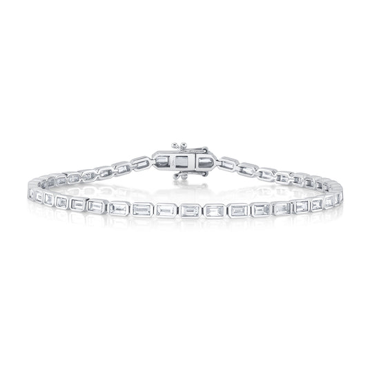 2.20Ct 14K W/G Diamond Baguette Bezel Tennis Bracelet