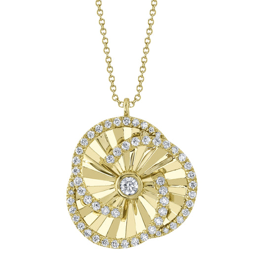 0.45Ct 14K Y/G Diamond Ribbed Necklace