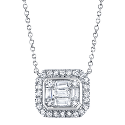 0.41Ct 14K W/G Diamond Baguette Necklace